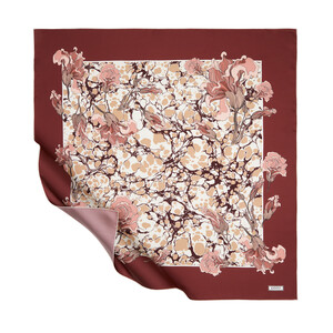 Sour Cherry Lisianthus Panel Twill Silk Scarf - Thumbnail