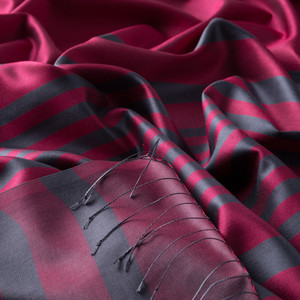 Sour Cherry Meridian Striped Silk Scarf - Thumbnail