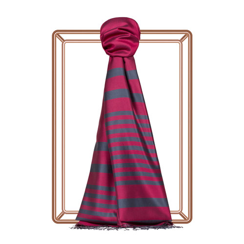 Sour Cherry Meridian Striped Silk Scarf