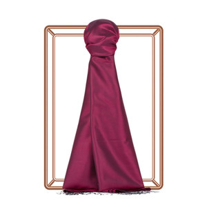 Sour Cherry Plain Silk Scarf - Thumbnail