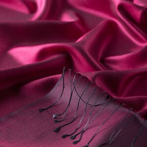 Sour Cherry Reversible Silk Neck Scarf - Thumbnail