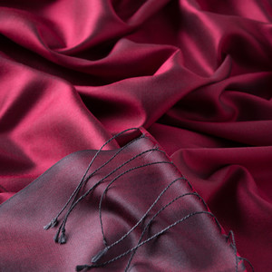 Sour Cherry Reversible Silk Scarf - Thumbnail