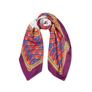 Sour Cherry Rope Silk Twill Scarf Model 01 - Thumbnail