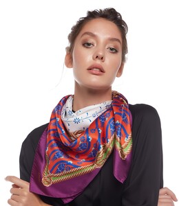 Sour Cherry Rope Silk Twill Scarf Model 01 - Thumbnail