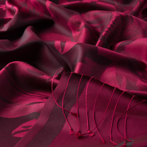 Sour Cherry Royal Garden Jacquard Silk Scarf - Thumbnail