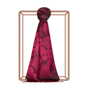 Sour Cherry Royal Garden Jacquard Silk Scarf - Thumbnail