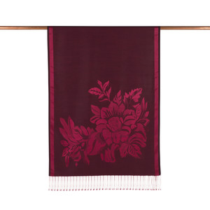 Sour Cherry Royal Garden Jacquard Silk Scarf - Thumbnail