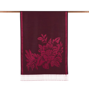 ipekevi - Sour Cherry Royal Garden Jacquard Silk Scarf (1)