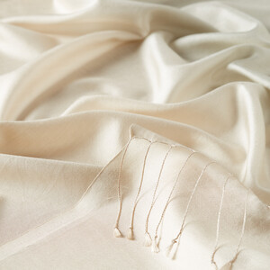 Stone Beige Gradient Silk Scarf - Thumbnail