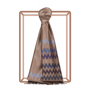 ipekevi - Stone Blue Zigzag Silk Scarf