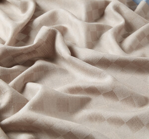 Stone Checkered Wool Silk Scarf - Thumbnail