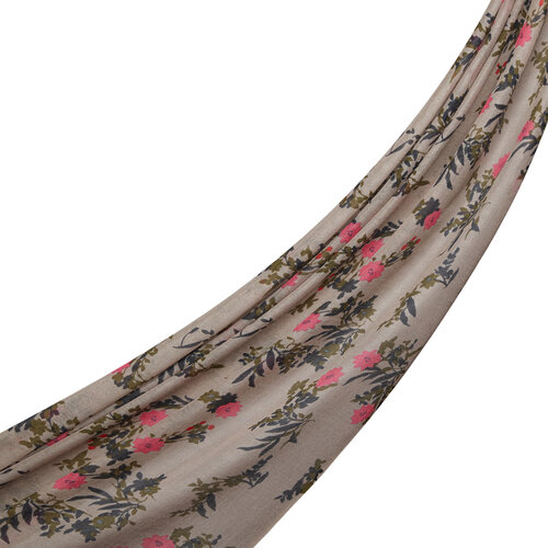 Stone Cosmos Print Wool Silk Scarf