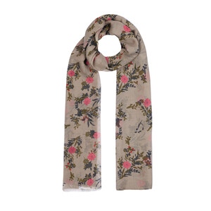 ipekevi - Stone Cosmos Print Wool Silk Scarf (1)