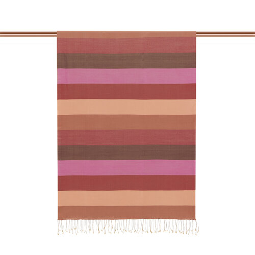 Stone Cream Block Striped Reversible Silk Scarf