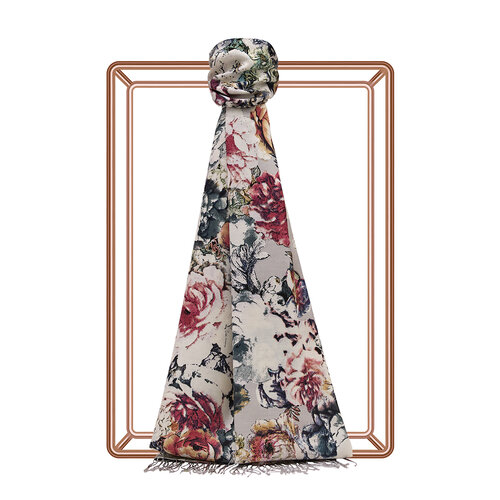 Stone Fleur Print Silk Scarf