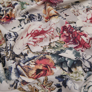 Stone Fleur Print Silk Scarf - Thumbnail