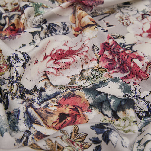 Stone Fleur Print Silk Scarf