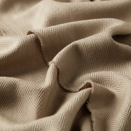 Stone Herringbone Patterned Wool Scarf