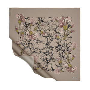 Stone Lisianthus Panel Twill Silk Scarf - Thumbnail