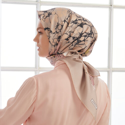 Stone Lisianthus Panel Twill Silk Scarf