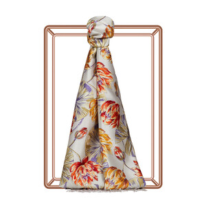 Stone Lotus Pattern Silk Scarf - Thumbnail