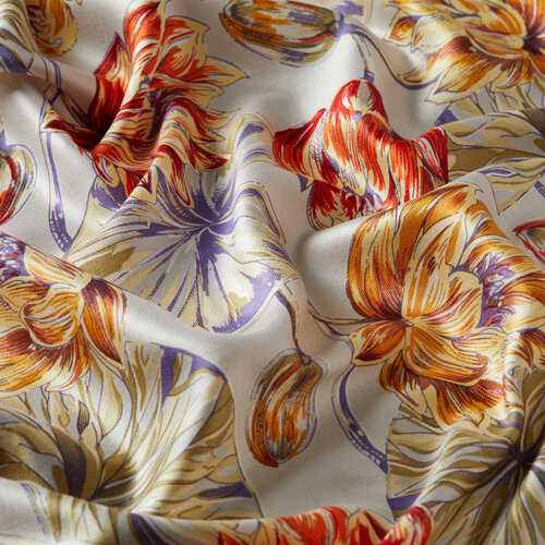 Stone Lotus Pattern Silk Scarf