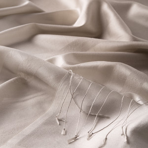 Stone Mono Striped Gradient Silk Scarf - Thumbnail