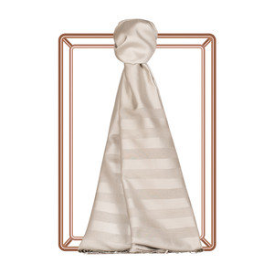 Stone Mono Striped Gradient Silk Scarf - Thumbnail