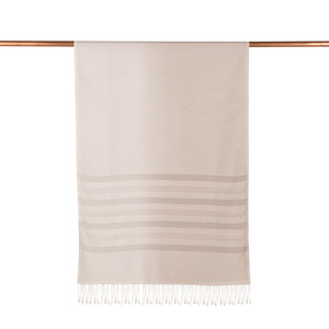 Stone Mono Striped Gradient Silk Scarf - Thumbnail