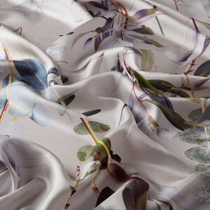 Stone Notes of Nature Print Silk Twill Scarf - Thumbnail