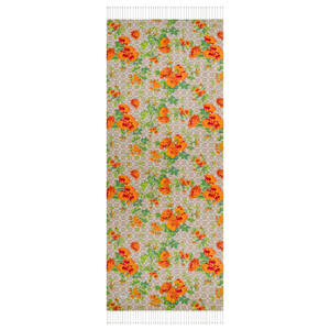 Stone Orange Mono Yediveren Print Silk Scarf - Thumbnail
