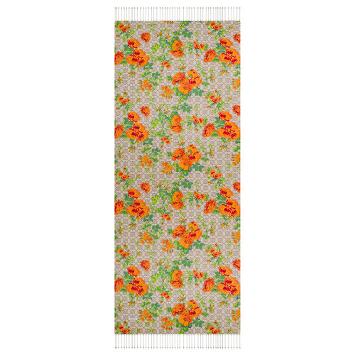 Stone Orange Mono Yediveren Print Silk Scarf