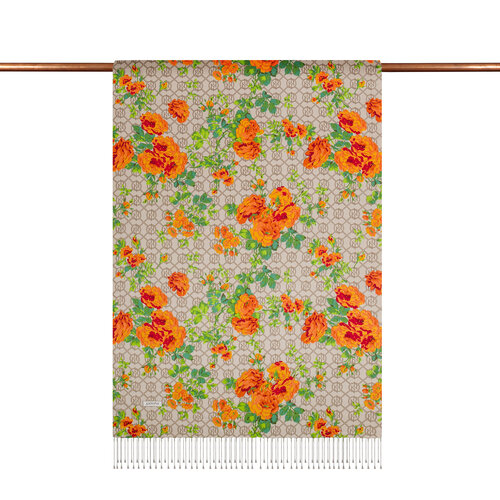 Stone Orange Mono Yediveren Print Silk Scarf