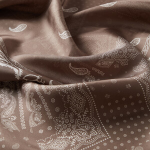 Stone Patchwork Patterned Twill Silk Scarf - Thumbnail