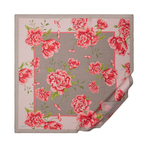 Stone Powder Peony Print Tencel Scarf
