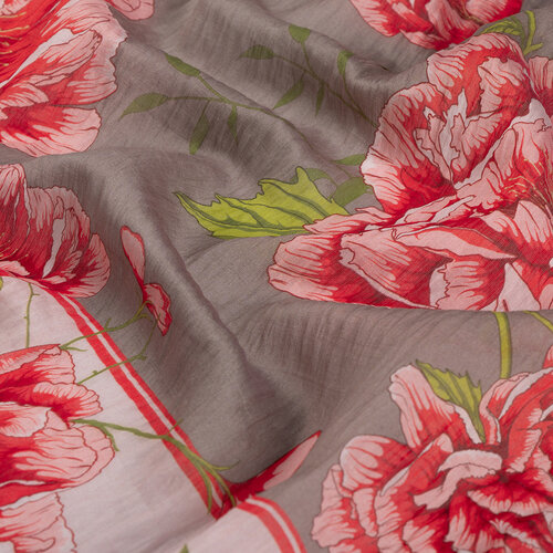 Stone Powder Peony Print Tencel Scarf