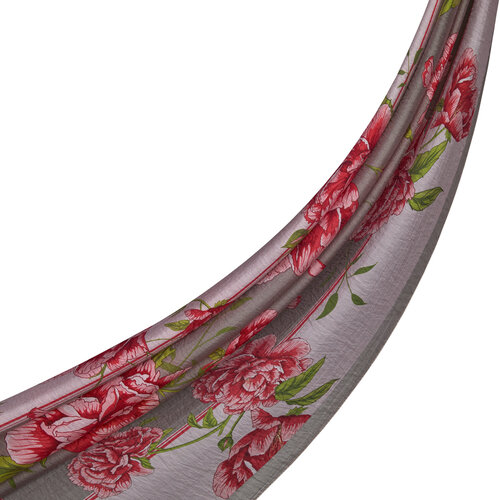Stone Powder Peony Print Tencel Scarf
