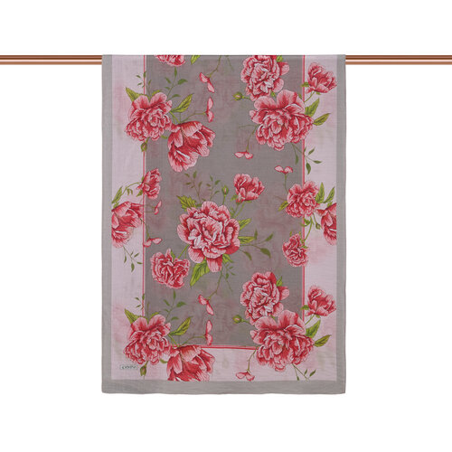 Stone Powder Peony Print Tencel Scarf