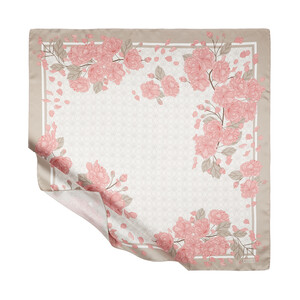 Stone Sakura Monogram Silk Twill Scarf - Thumbnail