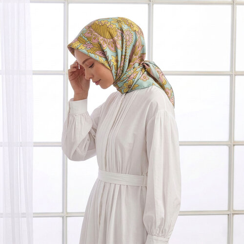 Su Yeşili Asi Sarmaşık Tivil İpek Eşarp