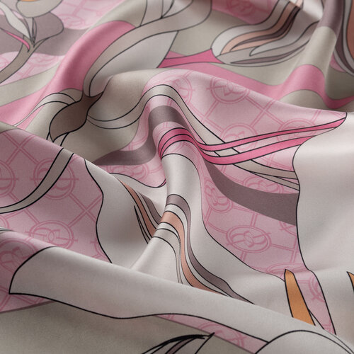 Sugar Mink Mono Irises Twill Silk Scarf