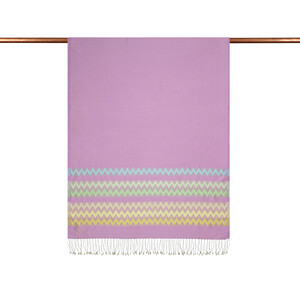 Sugar Pink Blue Zizgag Silk Scarf - Thumbnail