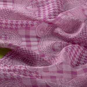 Sugar Pink Gold Patchwork Paisley Print Tencel Scarf - Thumbnail