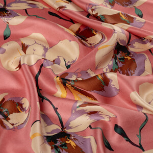 Sugar Pink Hazan Print Silk Scarf - Thumbnail