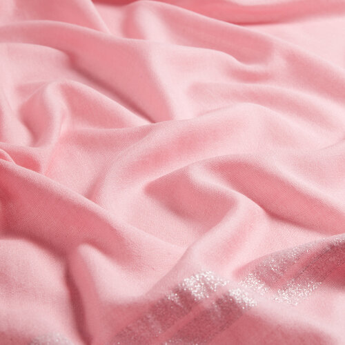 Sugar Pink Lurex Striped Cotton Silk Scarf