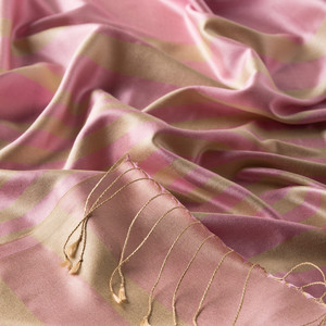 Sugar Pink Meridian Striped Silk Scarf - Thumbnail