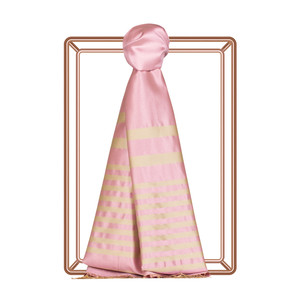 Sugar Pink Meridian Striped Silk Scarf - Thumbnail