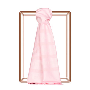 Sugar Pink Mono Striped Silk Scarf - Thumbnail