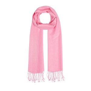 Sugar Pink Plain Cotton Silk Scarf - Thumbnail