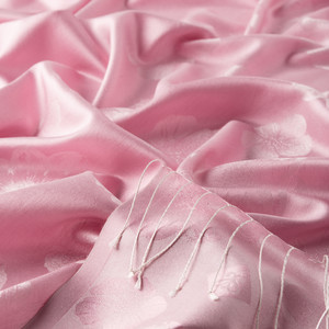 Sugar Pink Violet Jacquard Silk Scarf - Thumbnail